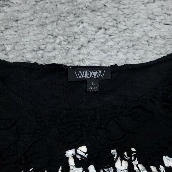 READ Dolls Kill Widow Toxic For Life Shredded Top Shirt Black Size Large - Picture 7 of 10
